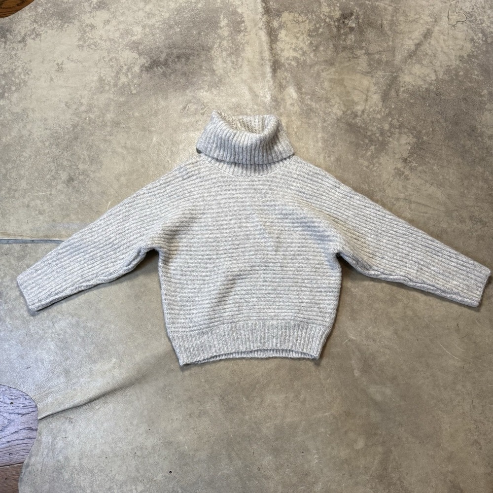 Leith Sweater Womens Size XS Light Gray Heather Turtleneck Knit Cardigan